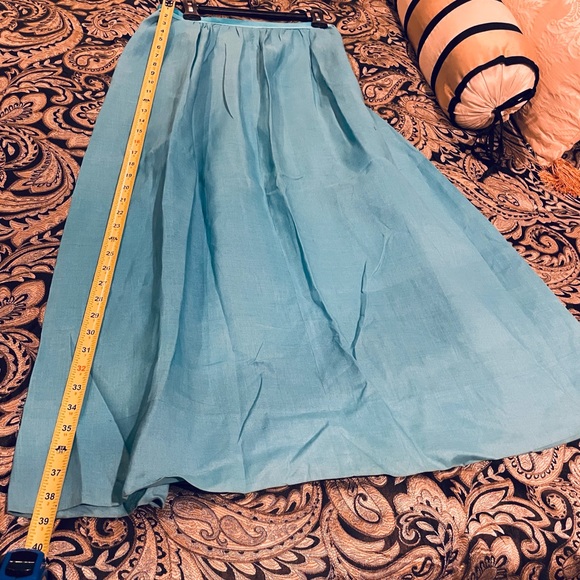 ‼️Clear Out‼️ Turquoise, cool, floor length skirt.  Fabric is 100% RAMIE - Picture 5 of 5